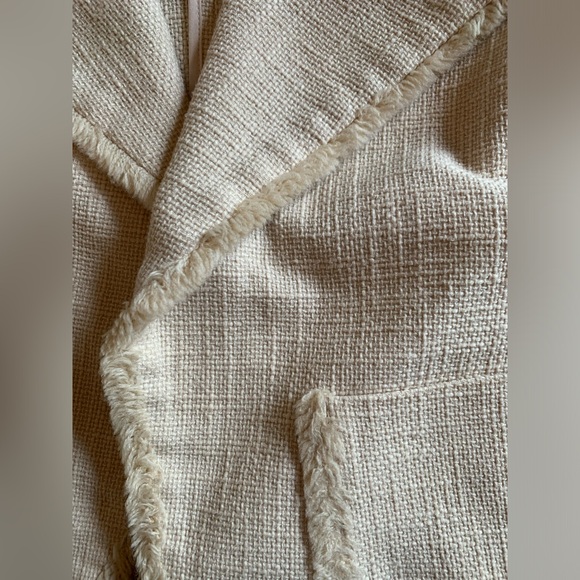 Ann Taylor Beige Frayed Hem Tweed Blazer Jacket - Picture 8 of 8